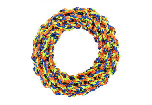 Reedog přetahovadlo kruh žlutý, pletená hračka, 19 cm